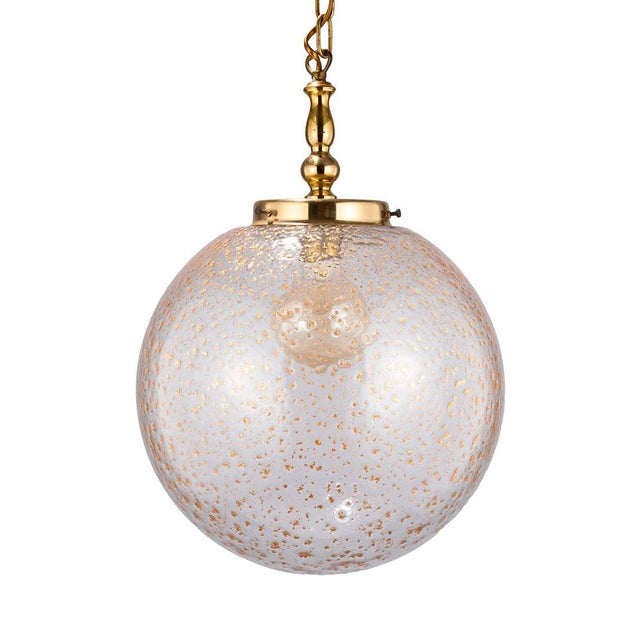 Gold Mouth-Blown, Spherical Glass Pendant Lamp with Melted Flakes of Real Gold, 1970s For Sale - Image 8 of 8