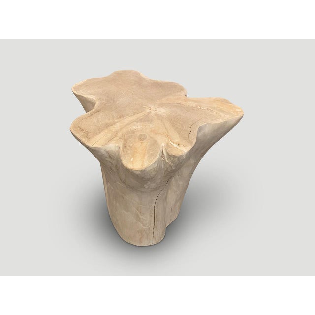 Andrianna Shamaris St. Barts Bleached Teak Side Table or Pedestal For Sale In New York - Image 6 of 18