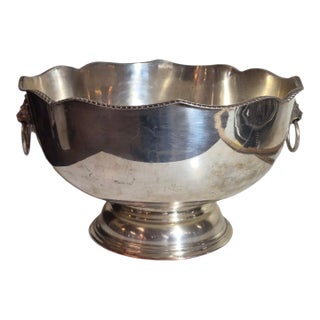 Vontage Silver Punch Bowl / Wine Cooler With Gadroon Border For Sale