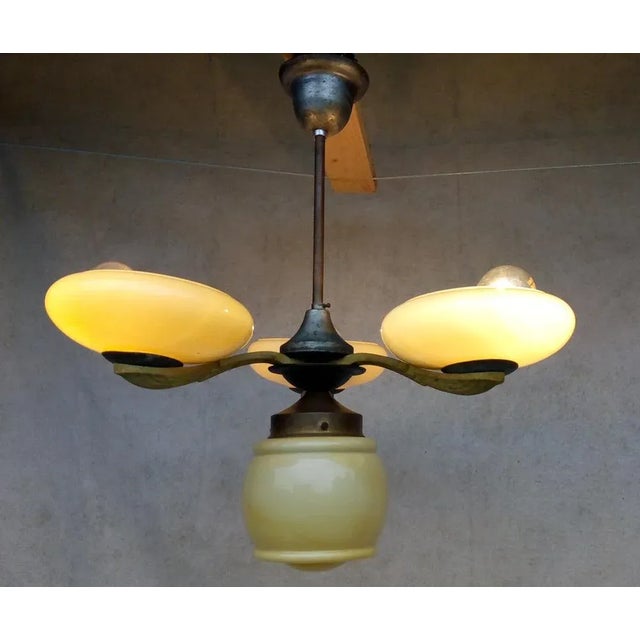 Gold Art Nouveau Hanging Lamp, 1900 For Sale - Image 8 of 17