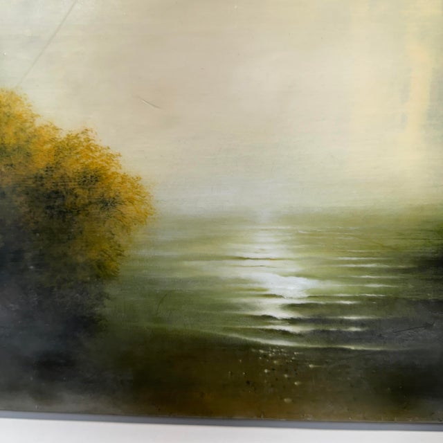 2000 - 2009 Hiro Yokose Landscape Painting Oil Wax Encaustic Signed Dated 2001 #3448 19 X 19 For Sale - Image 5 of 18