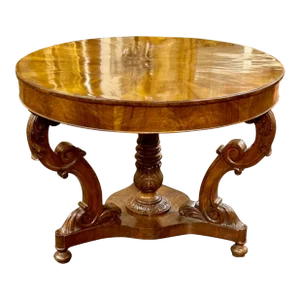 19th Century Italian Carved Walnut Center Table