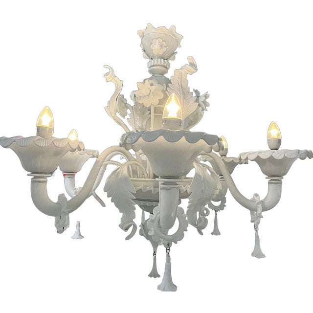 Traditional White Murano Glass Chandelier by LaMurrina For Sale - Image 3 of 9