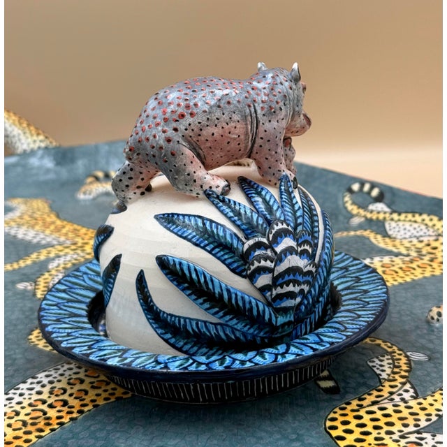 Contemporary Ardmore Ceramic Hippo Dish For Sale - Image 4 of 7
