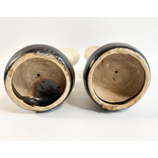 Mid 19th Century Pair of Chinese Cizhou Style Figural Candlesticks / Censers, China Qing Dynasty For Sale - Image 5 of 5