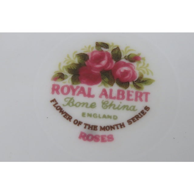 Mid 20th Century Royal Albert Flower of the Month Series Pink June Roses Bone China Saucer For Sale In Miami - Image 6 of 7