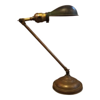 1920s Industrial Articulating Brass Desk Lamp by Faries For Sale