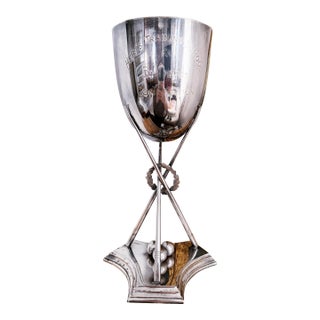 Vintage English Silver Plated Figural Billiards Trophy For Sale