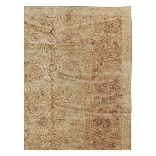 Galerie Shabab Collection Mid-20th Century Handmade Indian Lahore Large Room Size Carpet For Sale - Image 4 of 10
