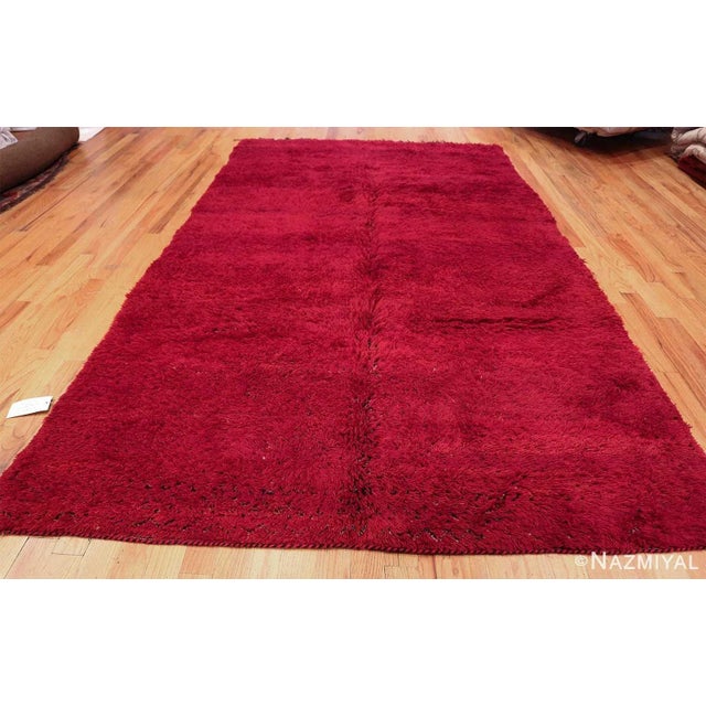 Nazmiyal Collection Vintage Double Sided Shaggy Red Moroccan Berber Rug For Sale - Image 11 of 11