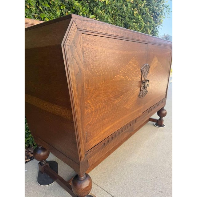 Brown Art Deco Oak Sideboard/Credenza/Buffet For Sale - Image 8 of 16