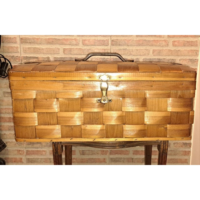 Gold Vintage Woven Wooden Box, 1975 For Sale - Image 8 of 9