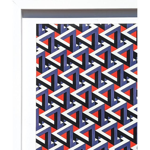 Hand drawn op art painting by contemporary artist Austin Magruder. The work features abstract, geometric tessellations...