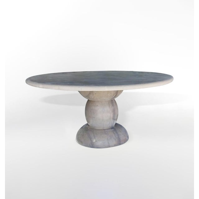 Large Stone Sculptural Marble Round Outdoor Dining Table by My Habitat Design For Sale - Image 4 of 4