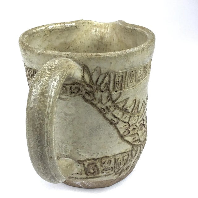 1970s Hand Thrown Pottery Dragon and Phoenix Chinese Style Pitcher For Sale - Image 5 of 13