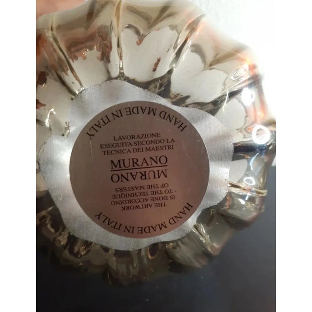 Glass 1980s White Murano Italy Smokey Gray Freeform Vase For Sale - Image 7 of 7