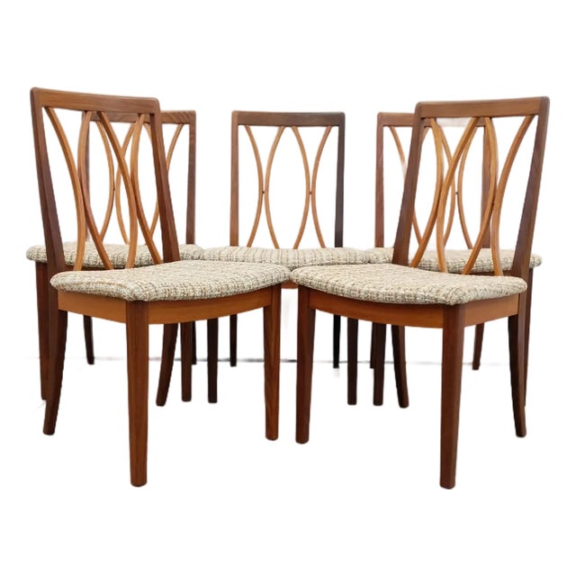 Set of 5 Vintage Mid Century Modern Dining Chairs by G Plan For Sale
