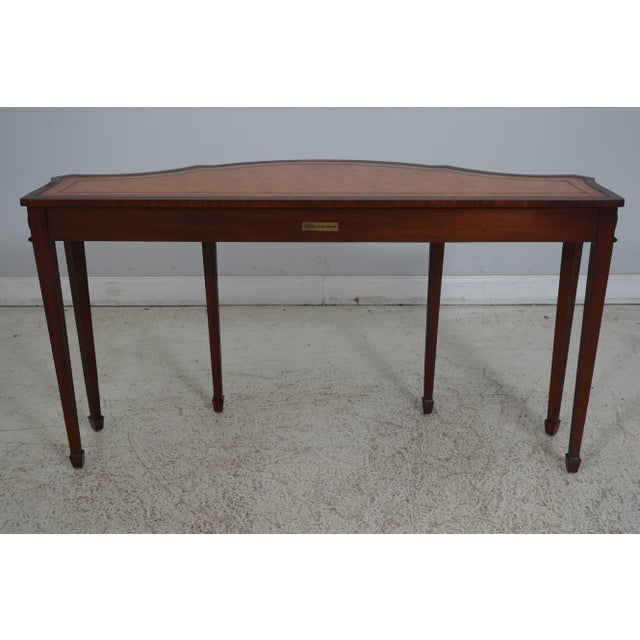 Maitland Smith Adam Style Leather Top Mahogany Console Table For Sale - Image 9 of 12