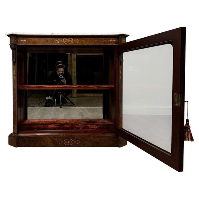 Antique Pier Cabinet in Walnut with Marble Top, 1800s For Sale - Image 6 of 11
