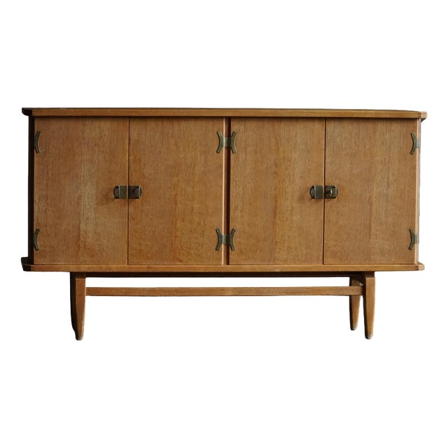 Mid-Century Modern Sideboard in Oak and Brass attributed to Henning Kjærnulf, Denmark, 1960s For Sale