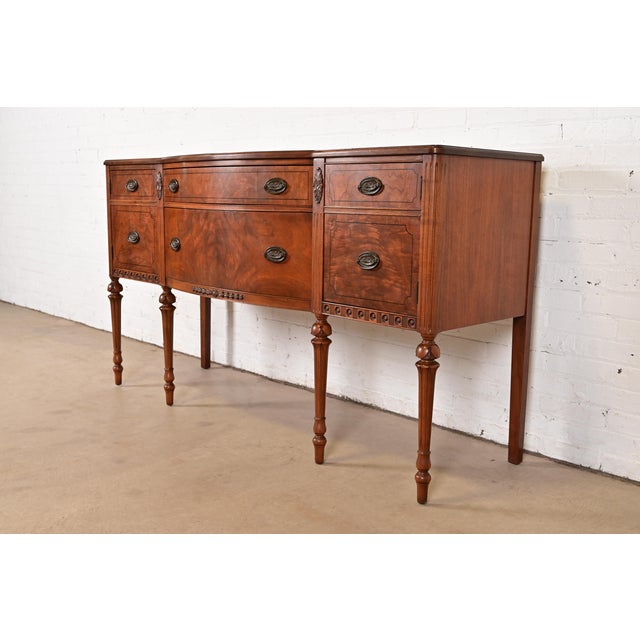 French Baker Furniture Style French Regency Louis XVI Burled Walnut Sideboard Buffet, Circa 1940s For Sale - Image 3 of 17