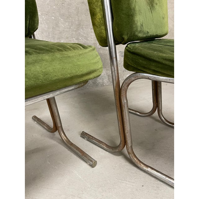 Pair of Vintage 1970’s MCM Tubular Metal Frame Dining Chairs For Sale - Image 12 of 15