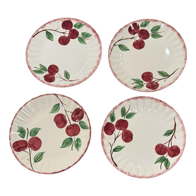Vintage 1940s Blue Ridge Southern Potteries "Crab Apple" Dinner Plates - Set of 4 For Sale