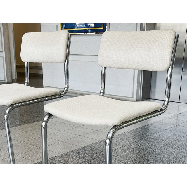 Metal Bauhaus Style Tubular Chromed Steel Barstools - A Pair For Sale - Image 7 of 15