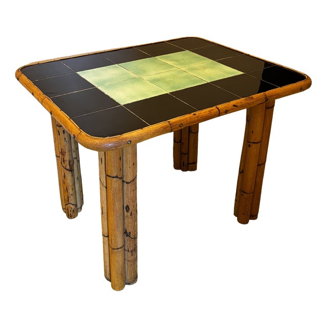 Bamboo Side Table attributed to Audoux & Minet, France, 1950 For Sale