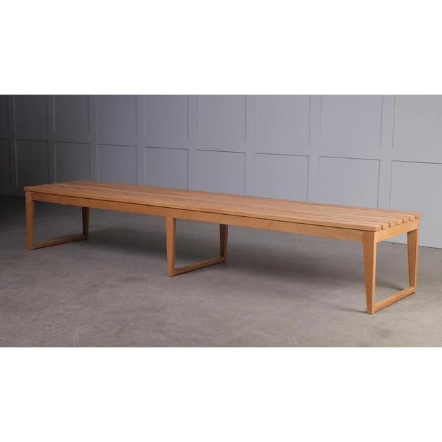 Long Swedish Bench in Oak, 1960s For Sale - Image 10 of 12