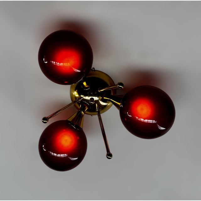 Not Yet Made - Made To Order Trifoglio Polished Brass Frosted Amethyst Globe Flush Mount by Fabio LTD For Sale - Image 5 of 8