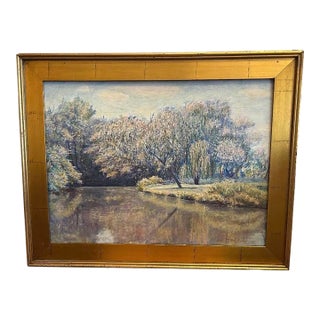 Large Vintage Signed Impressionist Painting For Sale
