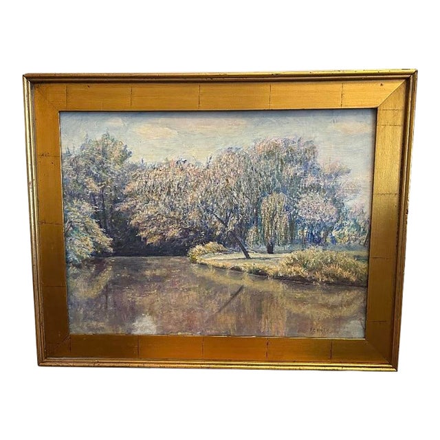 Large Vintage Signed Impressionist Painting For Sale