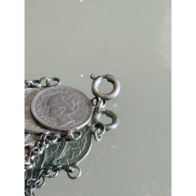Vintage Mid Century Dutch 1941 10 Cent Coin Style Bracelet For Sale - Image 13 of 16