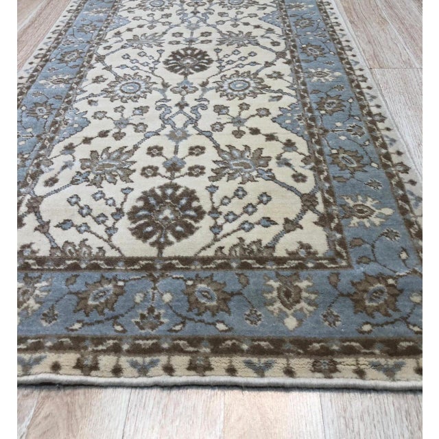 8x10 Opulent Oushak Ivory Floral Modern Hand Knotted Wool Carpet Rug For Sale - Image 4 of 4