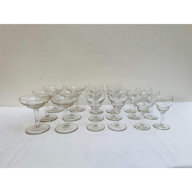 Art Deco Glasses in Pressed Glass, France, 1920s, Set of 18 For Sale - Image 14 of 14