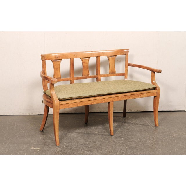 Italian Italian 3-Chair Back Sofa Bench W/Cane Seat For Sale - Image 3 of 11