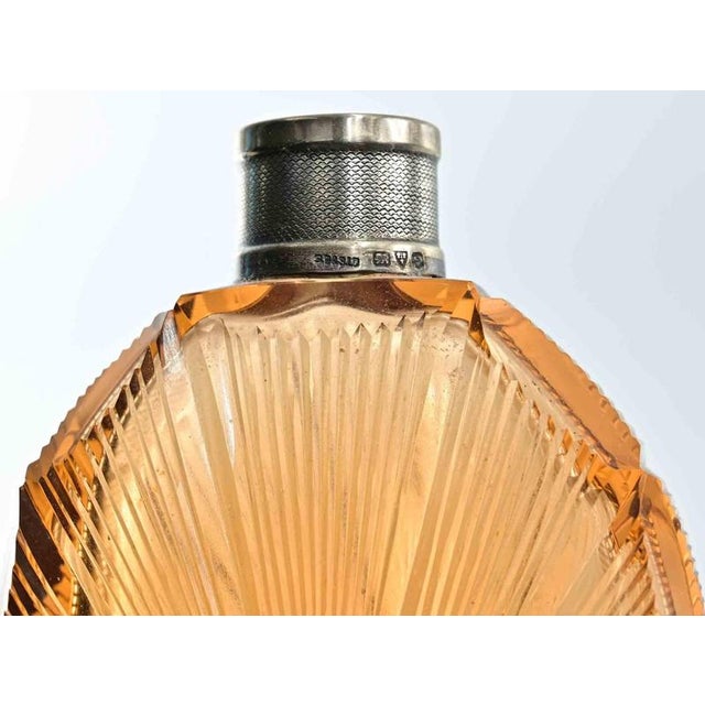 Art Deco European Glass Bottle with Sterling Silver Neck, 1930s For Sale - Image 4 of 6