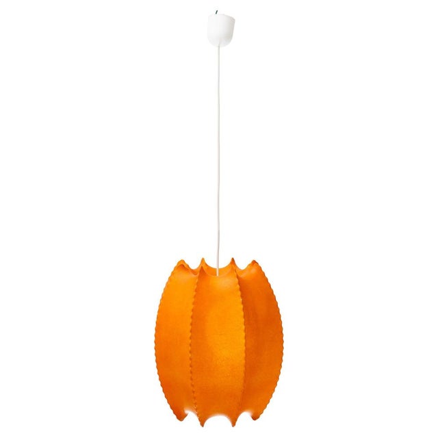 Plastic Orange Cocoon Pendant Lamp, 1960s For Sale - Image 7 of 7