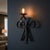 Rustic Hand-Forged Wrought Iron Wall Sconce Body (Gold Patina Scrollwork) Classical Architectural Fixture For Sale - Image 3 of 5