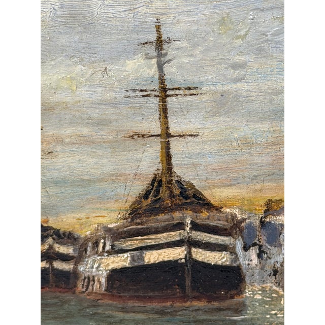 Victorian Coastal Oil Painting of North Shields Harbour the Old Low Light in the Manner of Bernard Benedict Hemy For Sale - Image 13 of 18