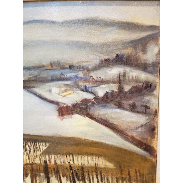20th Century French Winter Village Landscape Painting For Sale - Image 4 of 7
