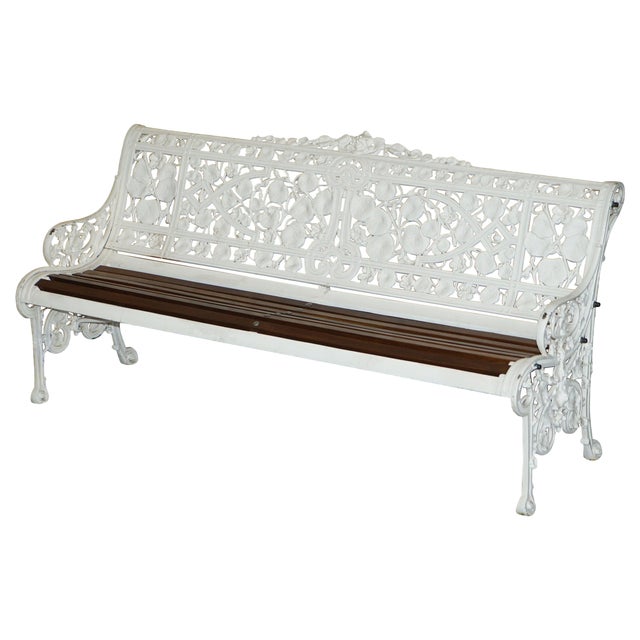 Victorian Nasturtium Pattern Garden Bench from Coalbrookdale, 1870 For Sale