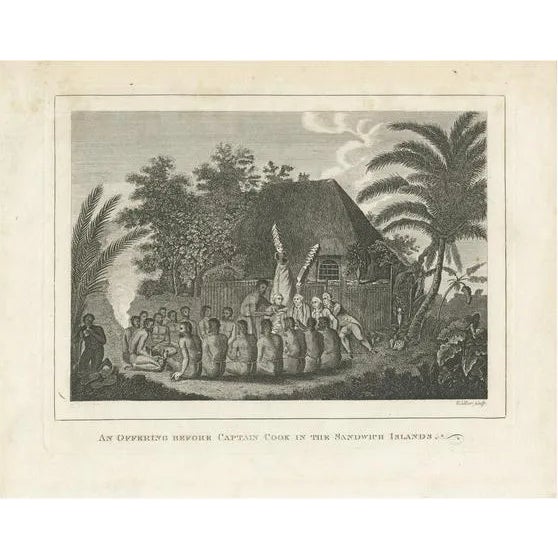 The Ceremonial Offering to Captain Cook in Hawaii, 1778, Paper For Sale
