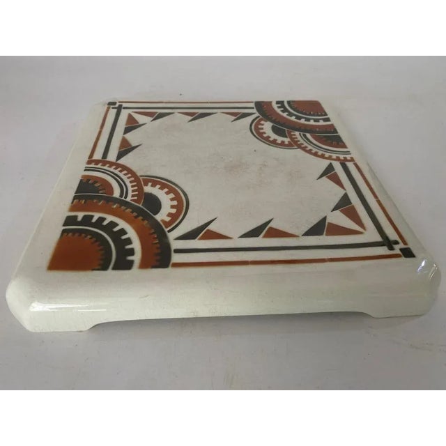 Ceramic Art Deco Trivet in Ceramic attributed to Luneville, France, 1940s For Sale - Image 7 of 10