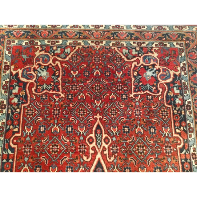Vintage Persian Bidjar Gallery Rug, Hand-Knotted Wool, Geometric Medallion Pattern, Red & Navy, 5’ X 9’ For Sale - Image 9 of 12
