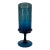 1960s Mid Century Modern Empoli Deep Teal Blue Optic Art Glass Vase With Pedestal - Italian Mouth Blown Empoli For Sale