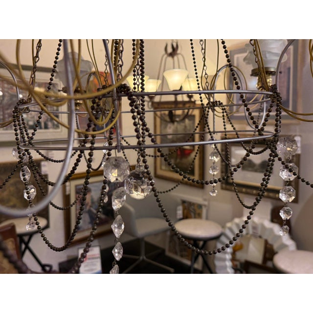Metal Jim Misner Lighting Custom Five Light Chandelier For Sale - Image 7 of 12