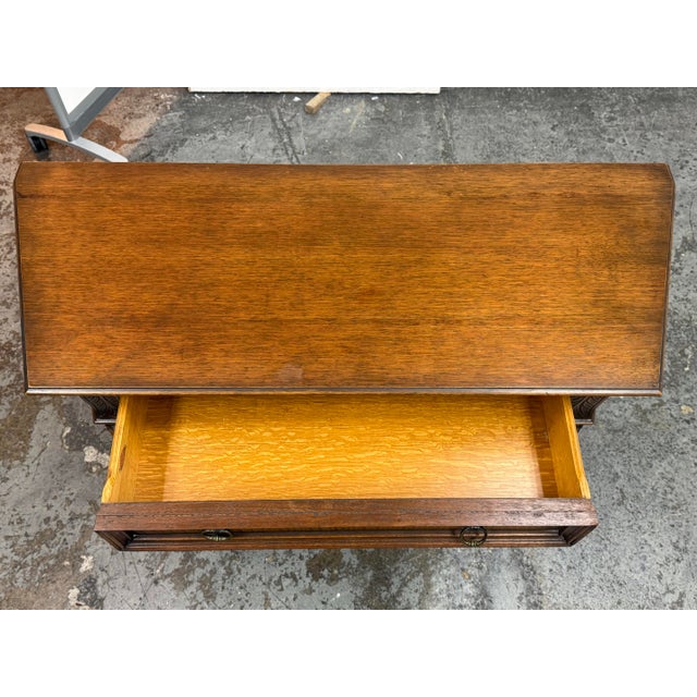 Brown Empire Manufacturing Company Tudor Revival Carved Walnut Buffet Cabinet, Circa 1920's For Sale - Image 8 of 12