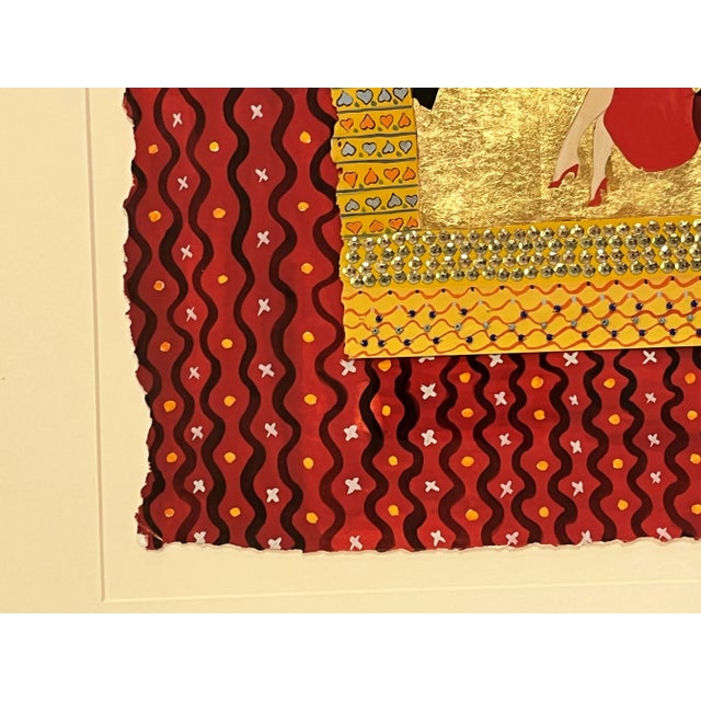 Gold Original Francis Hamilton Gold Leaf Collage Art '2 Rivals' 1980 For Sale - Image 8 of 13